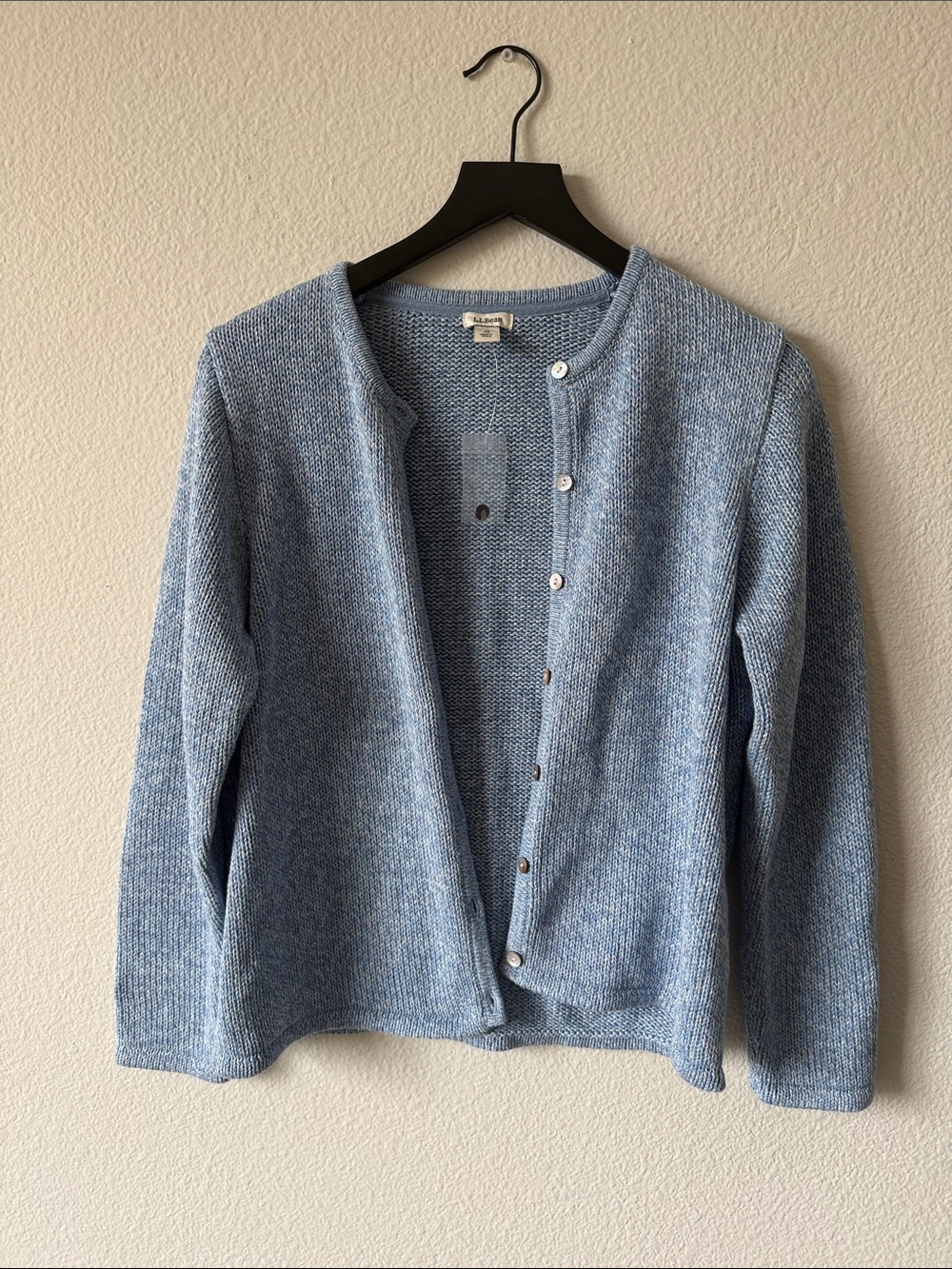 L.L. Bean Women's Light Blue Knit Button Cardigan
